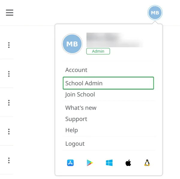 Menú de Administración Escolar