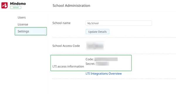 Detalles de acceso LTI