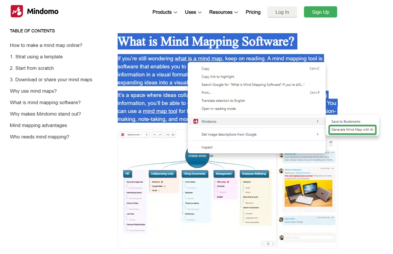 Convertir texto en mapa mental
