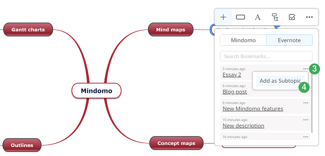 with mindomo two topics share a subtopic